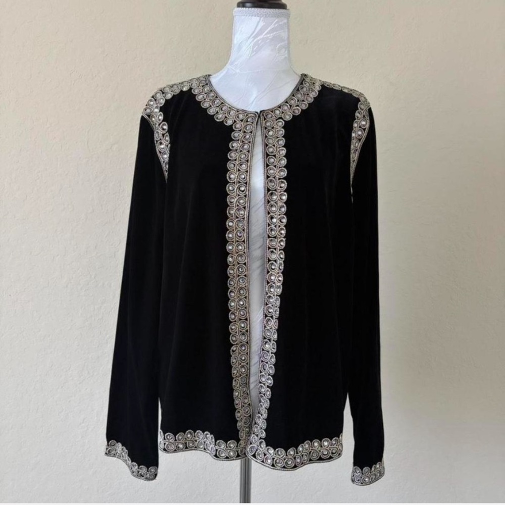 Victor Costa Black Embellished Occasion Jacket